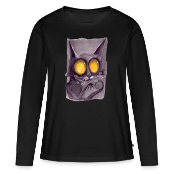 Serial Cat 23 - T-shirt manches longues Premium bio Femme - noir - Devant - Julia (174cm)