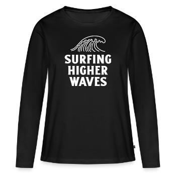 Chemise Surfing Higher Waves - T-shirt manches longues Premium bio Femme - noir - Devant - Julia (174cm)