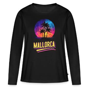 Majorque Espagne Île d’été Palmiers Beach Party - T-shirt manches longues Premium bio Femme - noir - Devant - Julia (174cm)