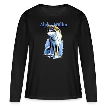 Leitwolf3 - Frauen Premium Bio Langarmshirt - Schwarz - Vorne - Julia (174cm)