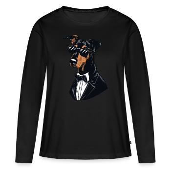 Doberman Les Gentlemen - T-shirt manches longues Premium bio Femme - noir - Devant - Julia (174cm)