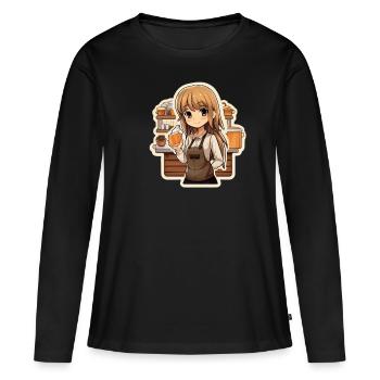 Kawaii Anime Girl: Working - Frauen Premium Bio Langarmshirt - Schwarz - Vorne - Julia (174cm)