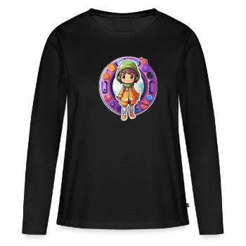 mauel A sticker of a cute cartoonish dimension tr - Frauen Premium Bio Langarmshirt - Schwarz - Vorne - Julia (174cm)