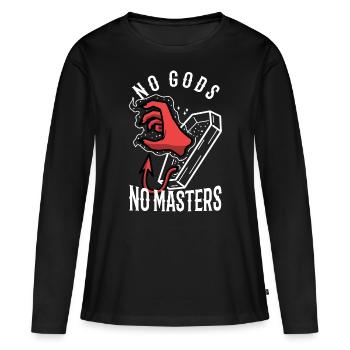 Pas de dieux pas de maîtres - T-shirt manches longues Premium bio Femme - noir - Devant - Julia (174cm)