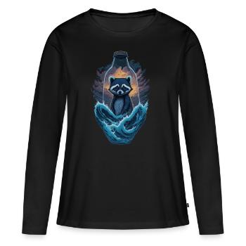 Flacon de raton laveur - T-shirt manches longues Premium bio Femme - noir - Devant - Julia (174cm)