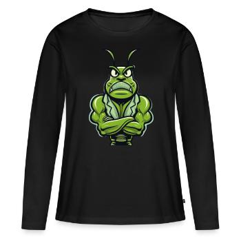 Bodybuilder Grasshopper - T-shirt manches longues Premium bio Femme - noir - Devant - Julia (174cm)