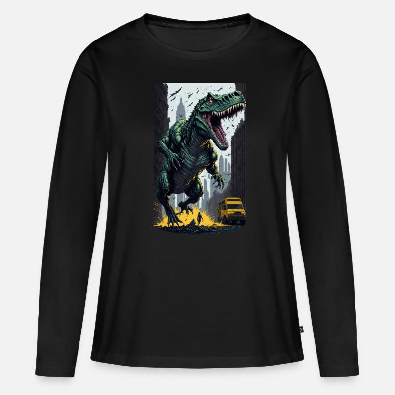 T Rex - Frauen Premium Bio Langarmshirt - Schwarz