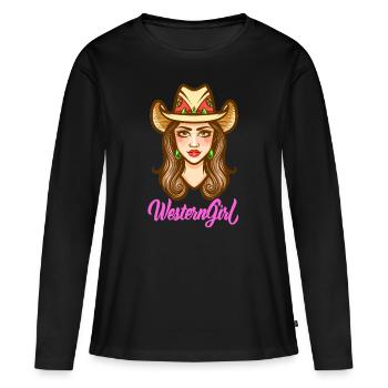 Fille de l’Ouest - T-shirt manches longues Premium bio Femme - noir - Devant - Julia (174cm)