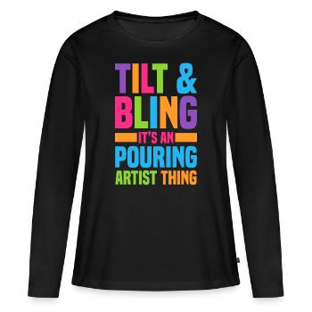 Acrylgießen Geschenke | Maler Kunst Leinwand - Frauen Premium Bio Langarmshirt - Schwarz - Vorne - Julia (174cm)