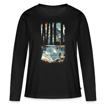 EXPLOREZ SAUVAGEMENT - T-shirt manches longues Premium bio Femme - noir - Devant - Julia (174cm)