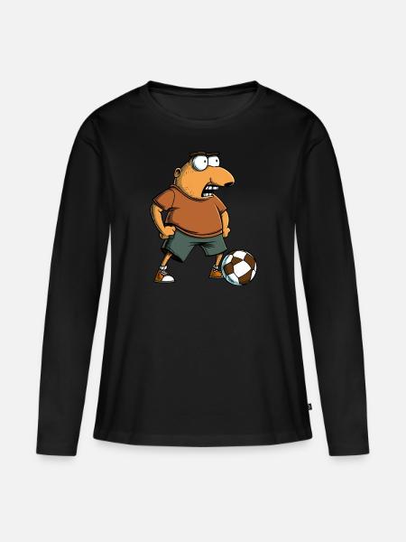 Fussball Maulwurf - Frauen Premium Bio Langarmshirt - Schwarz