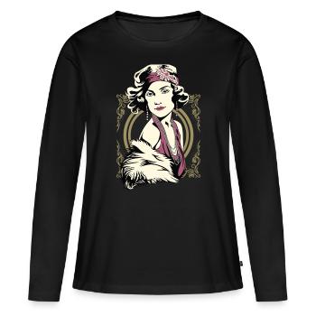 Flappers Mädchen VIOLETT - Frauen Premium Bio Langarmshirt - Schwarz - Vorne - Julia (174cm)