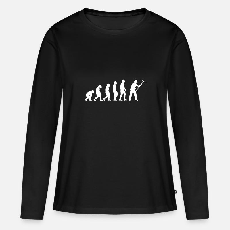 Evolution Bergmann - Frauen Premium Bio Langarmshirt - Schwarz