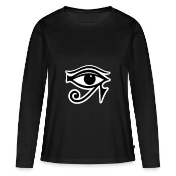 Symbole de l’œil d’Horus en Égypte - T-shirt manches longues Premium bio Femme - noir - Devant - Julia (174cm)