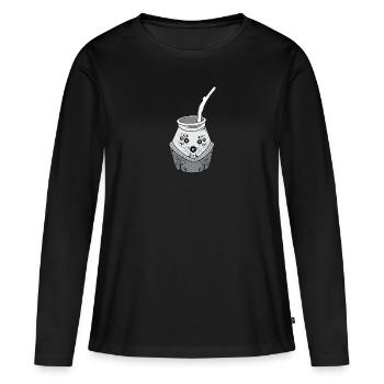 Compagnon fleuri - T-shirt manches longues Premium bio Femme - noir - Devant - Julia (174cm)