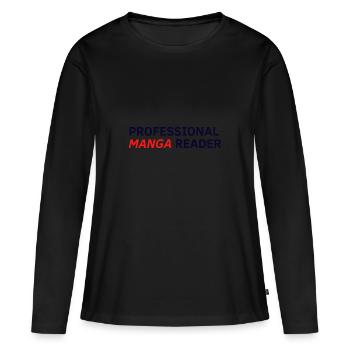Professional Manga Reader - Women's Premium Organic Long Sleeve Shirt - black - Front - Julia (174cm)