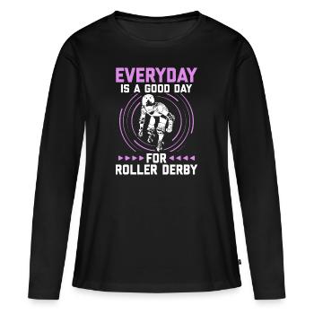 Roller derby - T-shirt manches longues Premium bio Femme - noir - Devant - Julia (174cm)
