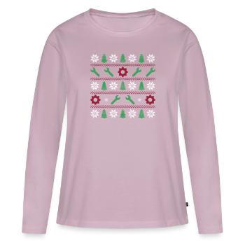 Outils Noël moche - T-shirt manches longues Premium bio Femme - rose poudré - Devant - Julia (174cm)