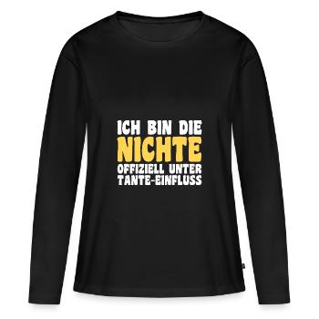 Nièce motif familial - T-shirt manches longues Premium bio Femme - noir - Devant - Julia (174cm)