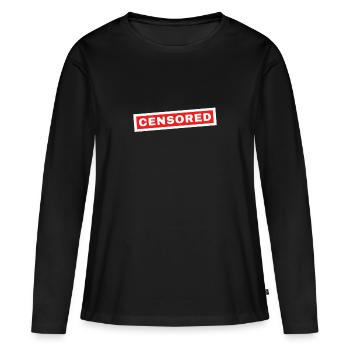 Police de chemise censurée - T-shirt manches longues Premium bio Femme - noir - Devant - Julia (174cm)