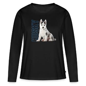 Husky - Frauen Premium Bio Langarmshirt - Schwarz - Vorne - Julia (174cm)