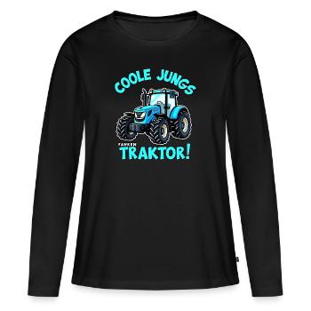 Coole Jungs fahren Traktor Trecker Junge - Frauen Premium Bio Langarmshirt - Schwarz - Vorne - Julia (174cm)