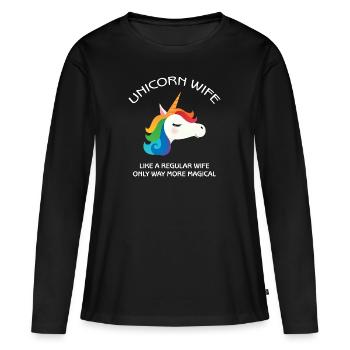 Unicorn Wife, Bride, Woman, Mothersday, Magical - T-shirt manches longues Premium bio Femme - noir - Devant - Julia (174cm)