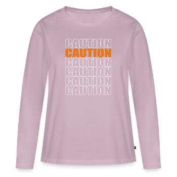Caution Graphic - Women's Premium Organic Long Sleeve Shirt - dusky pink - Front - Julia (174cm)