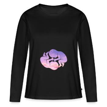 Grossesse - T-shirt manches longues Premium bio Femme - noir - Devant - Julia (174cm)
