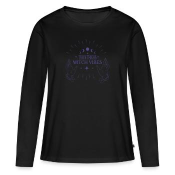 Halloween Sorcière Sorcières Cuisses Épaisses Sorcière Vibes - T-shirt manches longues Premium bio Femme - noir - Devant - Julia (174cm)