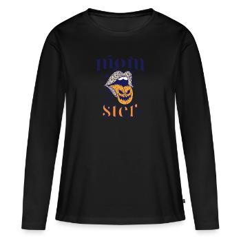 Halloween Maman Mères Humour Momster - T-shirt manches longues Premium bio Femme - noir - Devant - Julia (174cm)