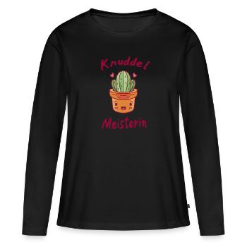 Kaktus Humor Knuddel Meisterin Geschenkidee - Frauen Premium Bio Langarmshirt - Schwarz - Vorne - Julia (174cm)