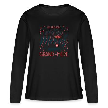 MA PREMIÈRE FÊTE DES MÈRES EN TANT QUE GRAND MÈRE - Frauen Premium Bio Langarmshirt - Schwarz - Vorne - Julia (174cm)