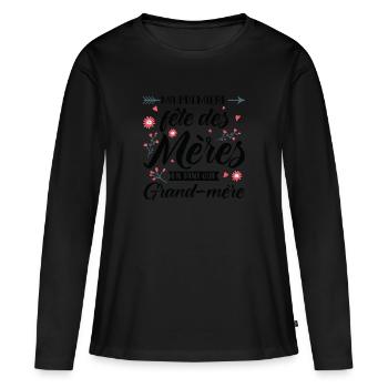 MA PREMIÈRE FÊTE DES MÈRES EN TANT QUE GRAND MÈRE - Frauen Premium Bio Langarmshirt - Schwarz - Vorne - Julia (174cm)