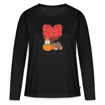 Autumn Pumpkin Happy Fall Y'all - Women's Premium Organic Long Sleeve Shirt - black - Front - Julia (174cm)