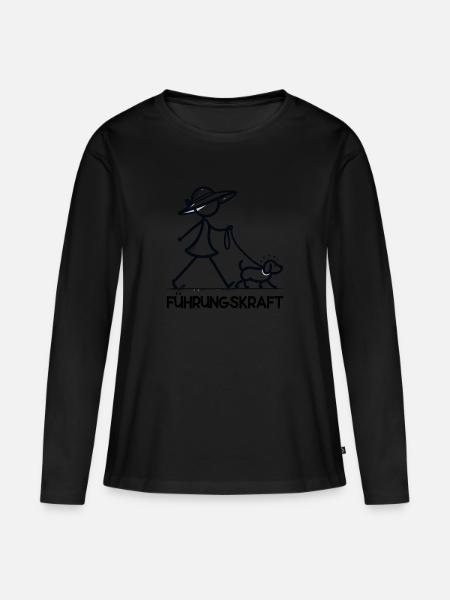 Führungskraft Hund Hundehalterin Geschenkidee - Frauen Premium Bio Langarmshirt - Schwarz