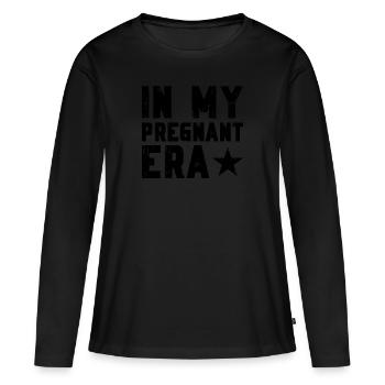 Schwangerschaft Schwanger Baby Familie Frauen - Frauen Premium Bio Langarmshirt - Schwarz - Vorne - Julia (174cm)