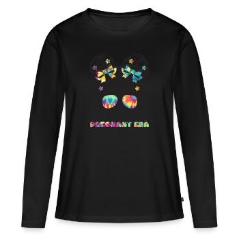Schwangerschaft Schwanger Baby Familie Frauen - Frauen Premium Bio Langarmshirt - Schwarz - Vorne - Julia (174cm)