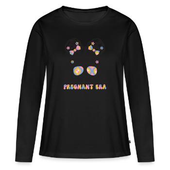 Schwangerschaft Schwanger Baby Familie Frauen - Frauen Premium Bio Langarmshirt - Schwarz - Vorne - Julia (174cm)