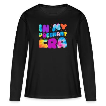 Schwangerschaft Schwanger Baby Familie Frauen - Frauen Premium Bio Langarmshirt - Schwarz - Vorne - Julia (174cm)