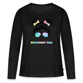Schwangerschaft Schwanger Baby Familie Frauen - Frauen Premium Bio Langarmshirt - Schwarz - Vorne - Julia (174cm)