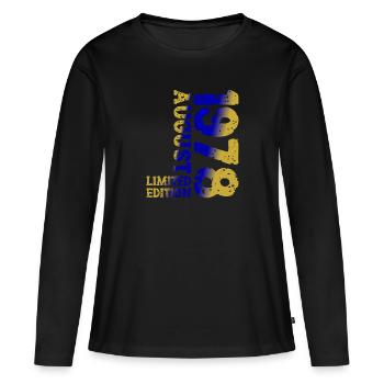 1978 Août Édition Limitée 45e Tenue d’anniversaire - T-shirt manches longues Premium bio Femme - noir - Devant - Julia (174cm)
