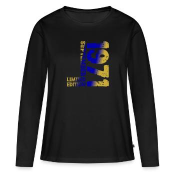1971 September Limited Edition 52. Geburtstag Deko - Frauen Premium Bio Langarmshirt - Schwarz - Vorne - Julia (174cm)