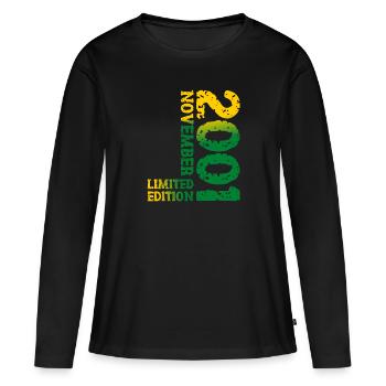 2001 November Limited Edition 22. Geburtstag Deko - Frauen Premium Bio Langarmshirt - Schwarz - Vorne - Julia (174cm)