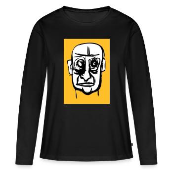 Kaput Face - T-shirt manches longues Premium bio Femme - noir - Devant - Julia (174cm)