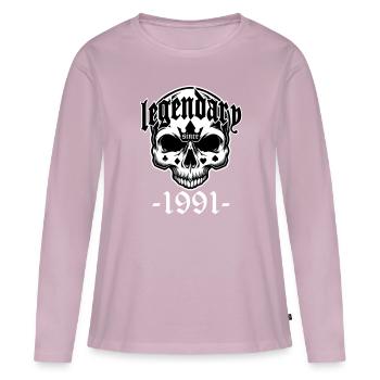 Legendär seit 1991 - Totenkopf | Farben änderbar - Frauen Premium Bio Langarmshirt - Altrosa - Vorne - Julia (174cm)