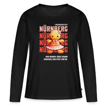 Nürnberg - Süsse Lebkuchen Frau - Frauen Premium Bio Langarmshirt - Schwarz - Vorne - Julia (174cm)