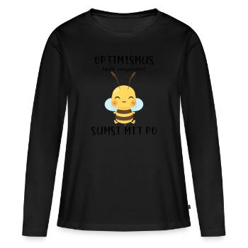 Biene Optimismus Sumsi mit Po - Frauen Premium Bio Langarmshirt - Schwarz - Vorne - Julia (174cm)