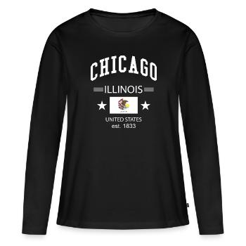 Chicago - T-shirt manches longues Premium bio Femme - noir - Devant - Julia (174cm)