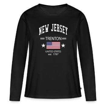 New Jersey - T-shirt manches longues Premium bio Femme - noir - Devant - Julia (174cm)